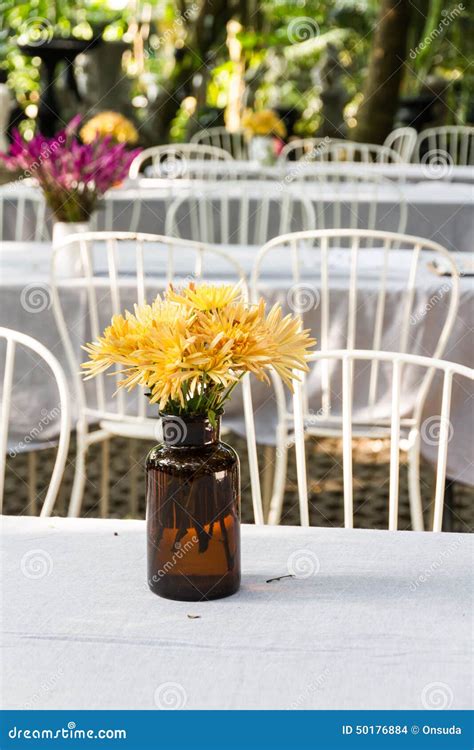 Flower Vase on Dining Table Stock Photo - Image of glass, plant: 50176884