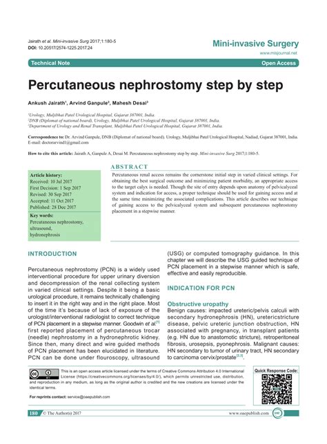 Pdf Percutaneous Nephrostomy Step By Step