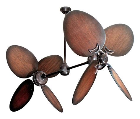 Double ceiling fans are amazing and beautiful. Bronze Dual Ceiling Fan with 50" Distressed Walnut Large ...