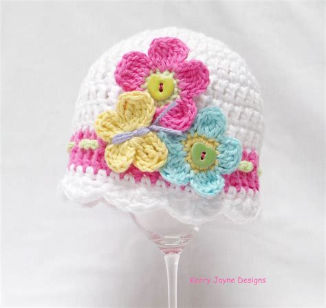 Flutterby Baby Hat Crochet Pattern Usa Kerry Jayne Designs Ltd