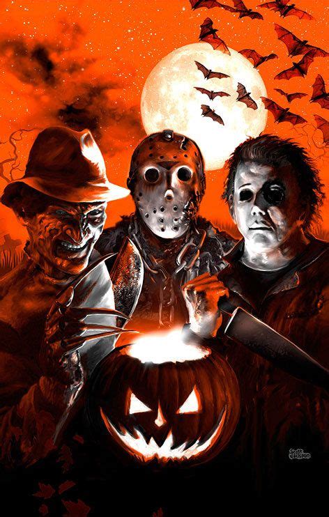 Sizes Halloween Scream Team Art Print Poster By Scott Jackson Jason Voorhees Freddy Krueger