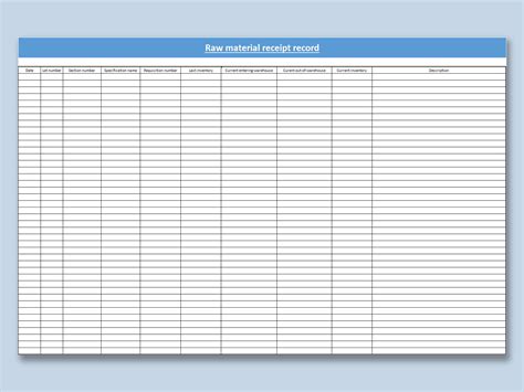 Excel Of Raw Material Receipt Recordxlsx Wps Free Templates