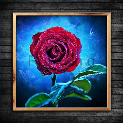New 5d Diy Diamond Painting Flower Red Rose Diamond Embroidery Cross