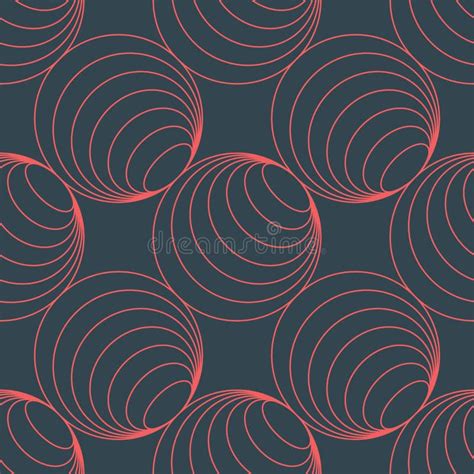 Techno Rave Music Circles Outline Seamless Pattern Vector Abstract