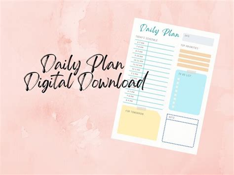 Printable Daily Planner Printable Day Plan Daily Schedule Etsy