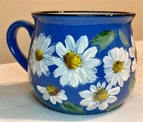 Hand Painted Mug Ceramic Coffee Mug Wild Flowers Cup Etsy