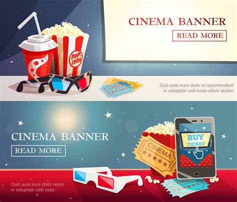 Cinema Entertainment Flat Horizontal Banners 482574 Vector Art At Vecteezy