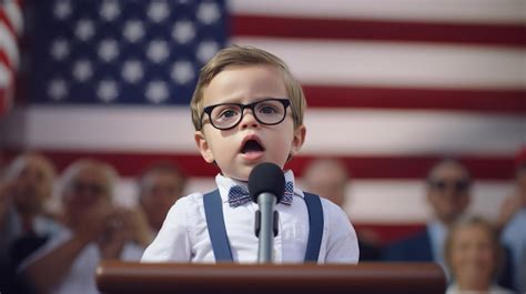 Premium Ai Image Kid Politician In Usa Child Speaking In Front Of An