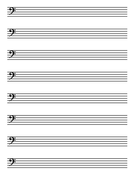 This table of contents page includes links to all of the different versions of free staff paper available on this website. Printable Full-Page Bass Clef Staff Paper | Cello sheet music, Music theory worksheets free ...