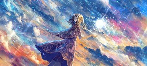 Wallpaper Anime Sky Nebula Universe Mythology Art Girl