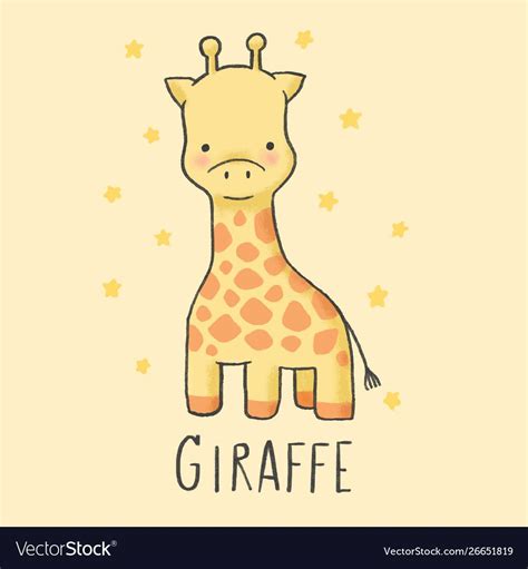 Cute Giraffe Cartoon Hand Drawn Style Vector Image On Vectorstock In