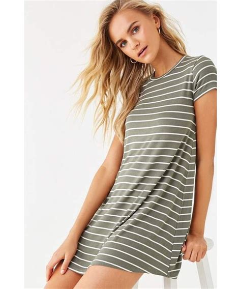 Forever 21（フォーエバー トゥエンティーワン）の「forever 21 Striped T Shirt Dress（ワンピース）」 Wear