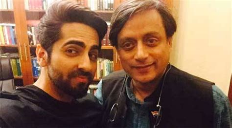 Ayushmann Khurrana Meets Congress Mp Shashi Tharoor Bollywood News The Indian Express