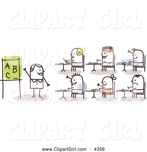 Clip Art Of A Stick Woman Teacher And Students By Nl Shop 4356