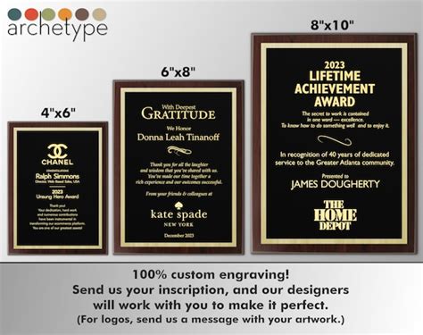 Apexclassic Plaque Multiple Sizes Custom Engraved Award Etsy