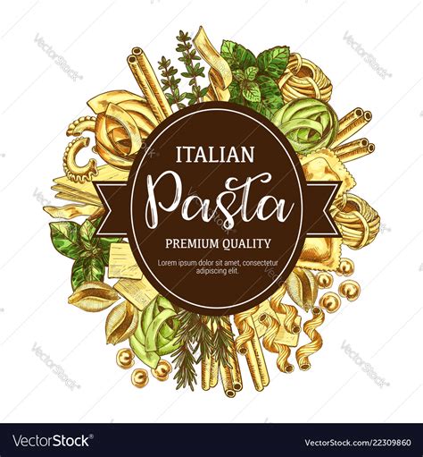 Italian Pasta Icon With Pastry Food And Seasoning Vector Image