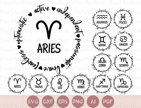 Zodiac Sign Svg Bundle Zodiac Sign Clipart Bundle Astrology Signs Svg