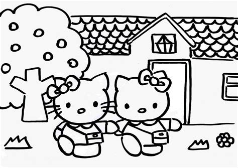 Dibujos Para Colorear Hello Kitty En Su Casita Para Colorear