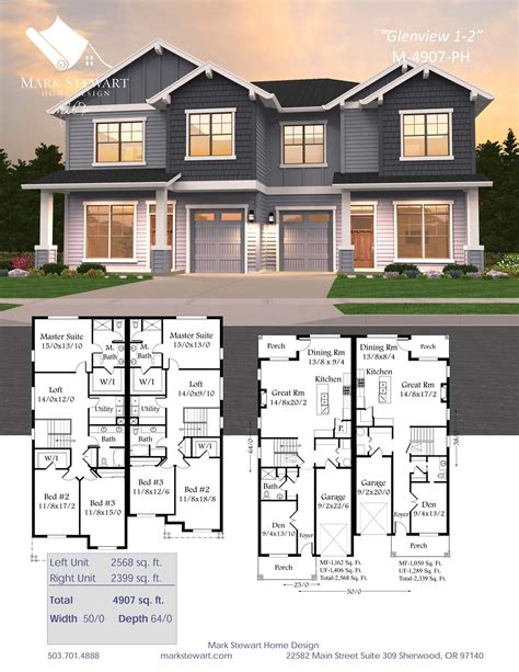 This Charming Traditionally Styled Two Story Skinny Duplex House Plan