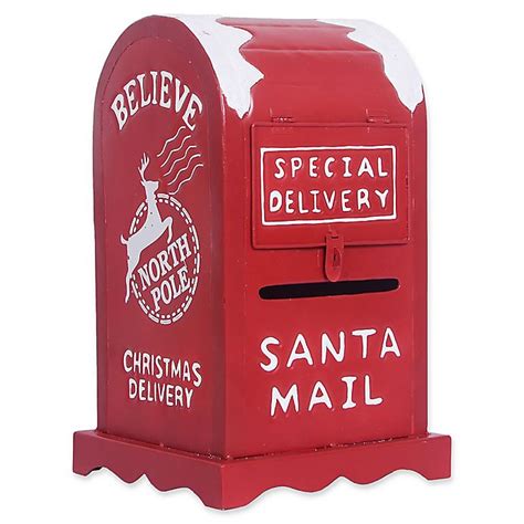 Exclusive Decorative Red Metal Santa Mailbox Letter From Santa