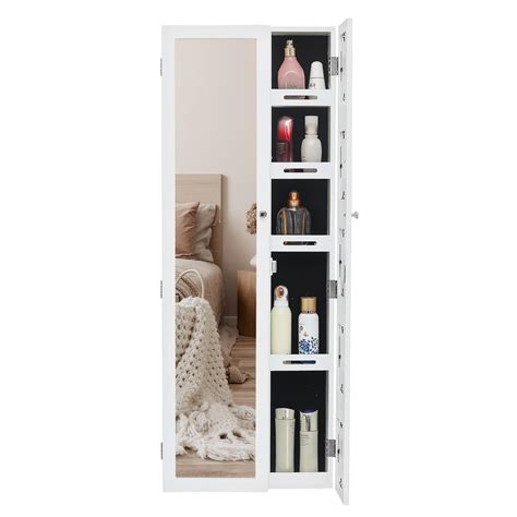 Ktaxon Wall Mounted Jewelry Cabinet Armoire Jewelry Organizer Storage Box With Mirror And 5