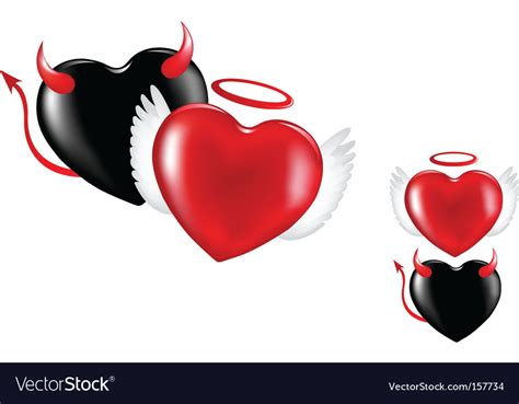 Angel And Demon Hearts Royalty Free Vector Image
