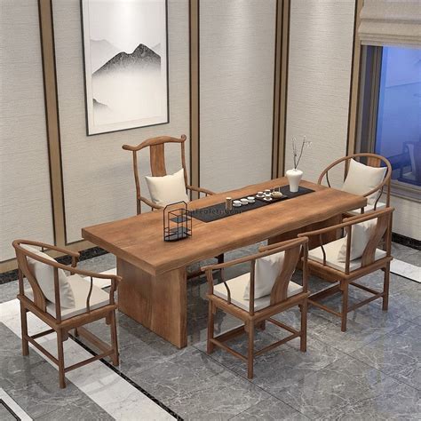 Solid Wood Chinese Modern Tea Table With Chairs Umi Tea Sets