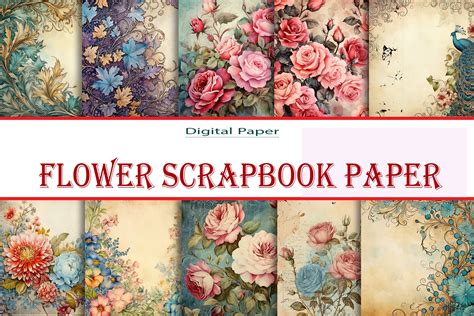 Vintage Flower Scrapbook Paper Creative Market