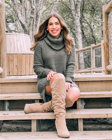 Sweater Dress And Brown Knee Highover The Knee Boots Outfit Sweater
