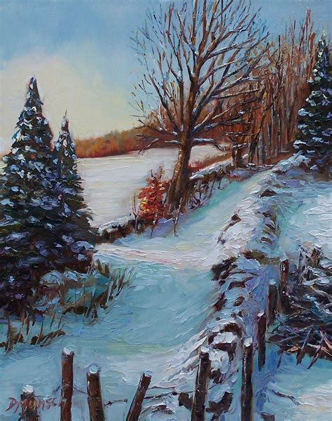 Donna Munsch Fine Art Original Oil Painting Winter Path