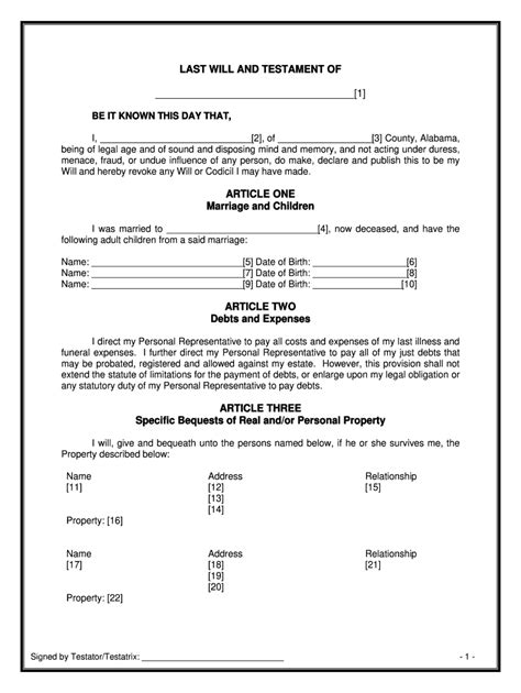Free Last Will And Testament Printable Form 10 Living Will Form Free