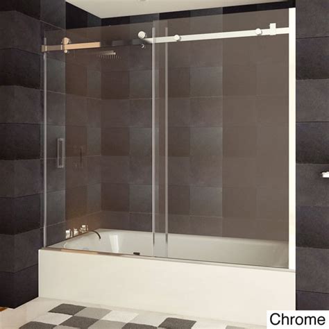 The passage frameless shower doors featurethe passage frameless shower doors feature a sleek style with 3/8 thick, tempered glass that stays cleaner longer. LessCare ULTRA-B 58-62W x 60H Bathtub Doors, Semi ...