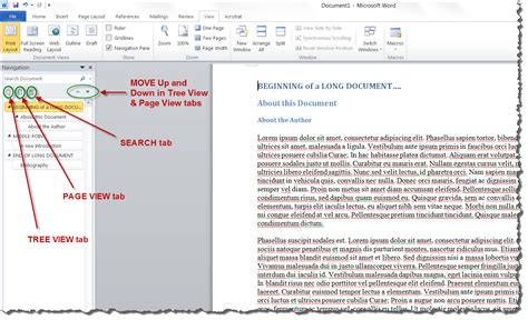 Ms Word 2010 How To Use The Navigation Pane Technical