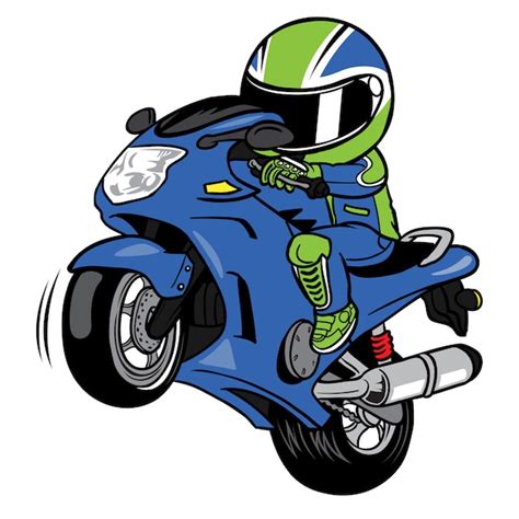 Premium Vector Wheelies Motorcycle Rider Cartoon Vector