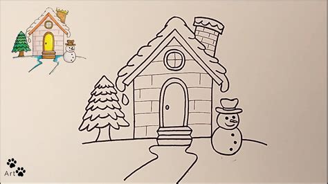 How To Draw A Winter Househow To Draw Winter Season Scenery Kako