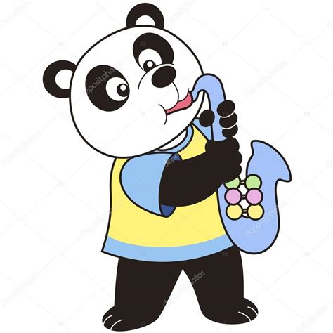 Cartoon Panda Playing A Saxophone — Stock Vector © Kchungtw 22749945