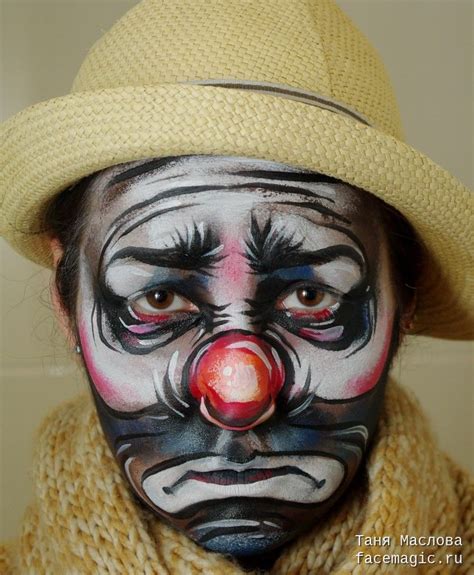 Грустный клоун пример аквагрима Таня Маслова Клоунские татуировки