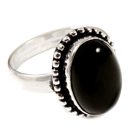 Black Onyx Natural Oval Shape Gemstone Ring Handmade Solid 925 Etsy