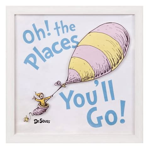 dr seuss oh the places you ll go 12x12 framed print on glass wall art
