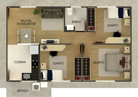 PLANTA DE 3 QUARTOS Modular Casas