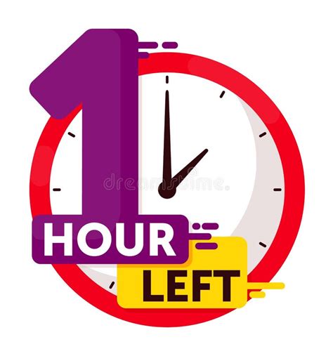 One Hour Left Countdown Badge Isolated On White Stock Vector