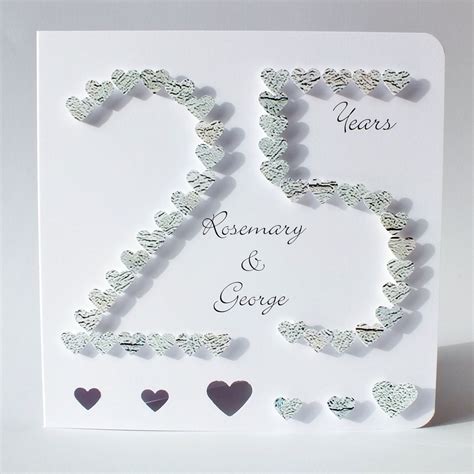 Th Wedding Anniversary Card Silver Wedding Anniversary Cards Handmade And Personalised