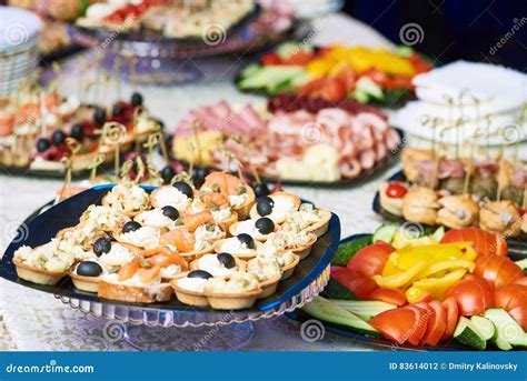 Delicious Appetizer At Served Table In Restaurant Stock Photo Image