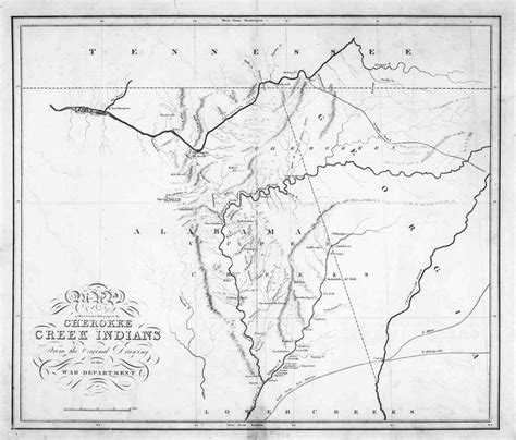 1850 Cherokee And Creek Indian Map Put Out By The War Department