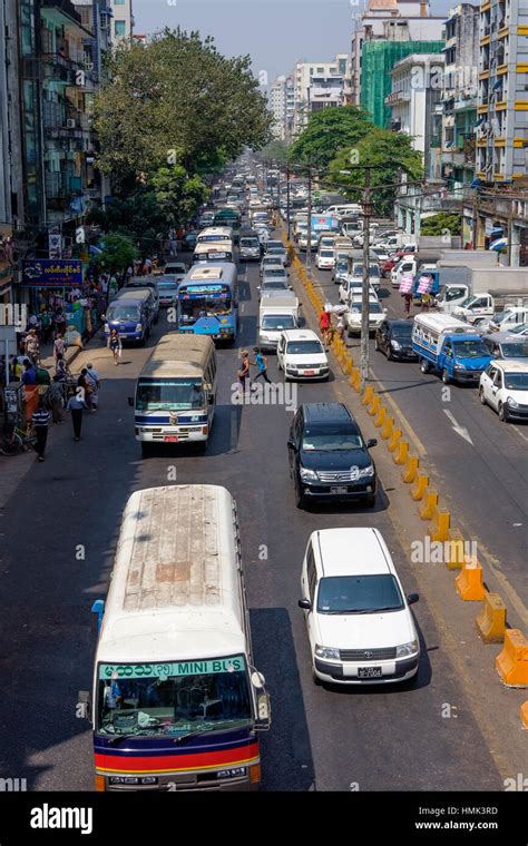 Traffic In Yangon Myanmar Stock Photo Alamy