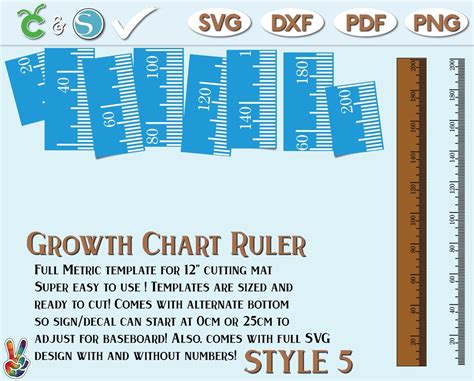 Growth Chart Ruler Stencil File Metric Imperial Svg Dxf Etsy Australia