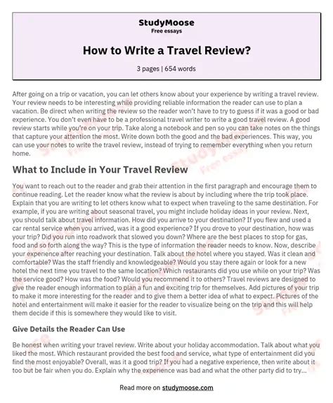 Travel Writing Article Examples