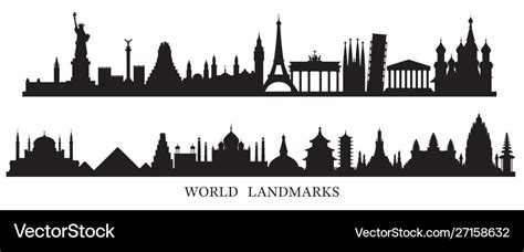 World Skyline Landmarks Silhouette Royalty Free Vector Image