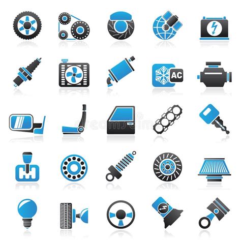 Car Parts Services And Characteristics Icons Stock Vector