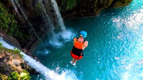 Epic Cliff Jumping At Kawasan Falls Cebu Philippines Youtube